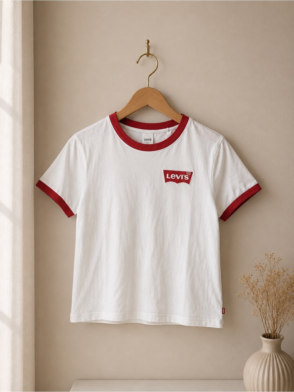 Levi's White Tee with Red Ringer Trim